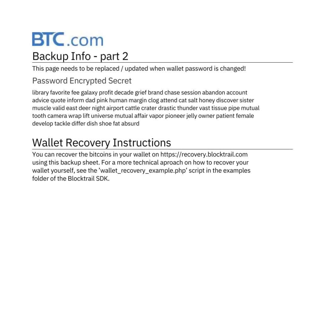 Blocktrail Recovery Sheet Part 2